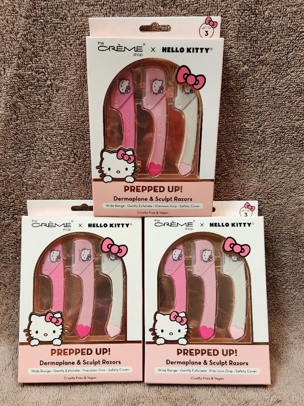 THE CREME SHOP HELLO KITTY Prepped Up! Dermaplane & Sculpt Razors Set of Three 3
